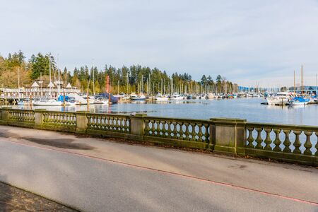 Vancouver, Canada - January 28, 2017: Boats and yachts in Vancouver marina at Stanley Parkのeditorial素材