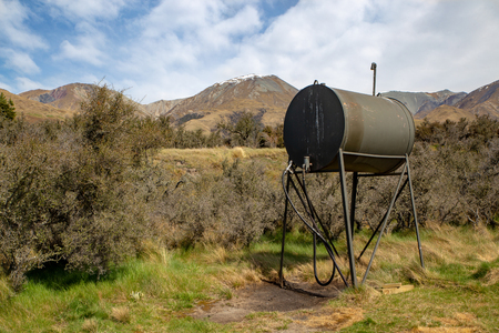 A diesel fuel tank on a high country farmの写真素材