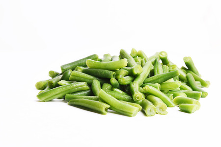Green beans isolated on a white background.Frozen vegetable for cooking green beansの写真素材