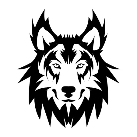 Beautiful wolf tattoo.Vector wolf's head as a design element on isolated backgroundのイラスト素材