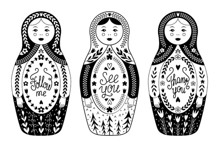 Russian traditional nested doll set.のイラスト素材