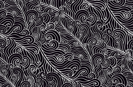 Black and white seamless curly pattern.のイラスト素材