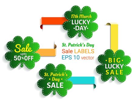 St. Patrick's day sale shamrock label collection.のイラスト素材