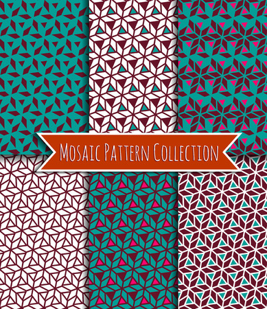 Mosaic seamless geometric pattern collection.のイラスト素材