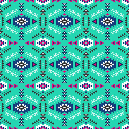 Aztec style seamless pattern with tribal ornament. Ornamental ethnic background collection. Can be used for fabric prints, surface textures, cloth design, wrapping. EPS 10 vector illustration.のイラスト素材