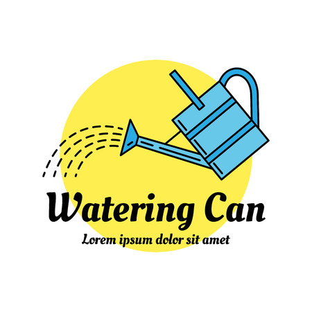 Watering can colorful icon. Line art design concept. Can be used as a garden shop or horticultural market logo. EPS 10 vector illustration isolated on white.のイラスト素材
