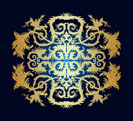 French baroque heraldic elegant ornate background. Luxurious fashionable gold ornamental design. Invitation card, party flyer, certificates, cards, brochures.のイラスト素材