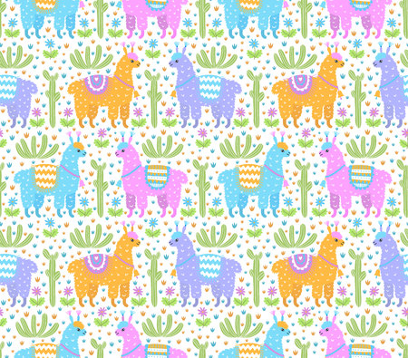 Seamless vector ornamental fashion design pattern. Cute animalistic, floristic hand drawn doodle graphic trendy background for textile print, wallpaper, wrapping paper. EPS 10 colorful illustrationのイラスト素材