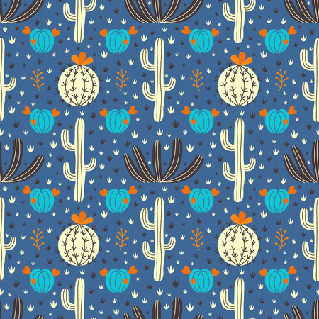 Succulent ornamental seamless pattern. Endless vegetal background. EPS 10 vector illustration.のイラスト素材