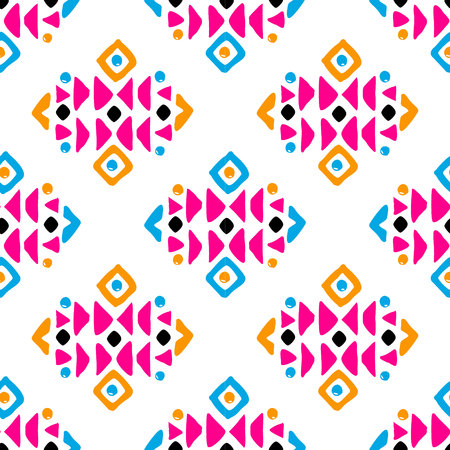 Aztec style seamless geometry pattern with tribal ornament. Ornamental ethnic background collection....