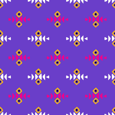 Aztec style seamless geometry pattern with tribal ornament. Ornamental ethnic background collection. Use for fabric prints, surface textures, cloth design, wrapping. EPS 10 vector illustration.のイラスト素材
