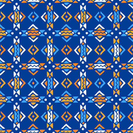 Aztec style seamless geometry pattern with tribal ornament. Ornamental ethnic background collection....