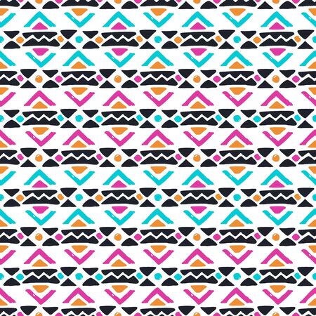 Aztec style seamless geometry pattern with tribal ornament. Ornamental ethnic background collection. Use for fabric prints, surface textures, cloth design, wrapping. EPS 10 vector illustration.のイラスト素材