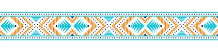 Ethnic style colorful seamless border. Tribal decorative tape of aztec motives. EPS 10 vector illustration.のイラスト素材