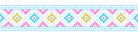 Ethnic style colorful seamless border. Tribal decorative tape of Aztec motives. EPS 10 vector illustration.のイラスト素材