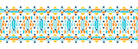 Ethnic style colorful seamless border. Tribal decorative tape of aztec motives. EPS 10 vector illustration.のイラスト素材