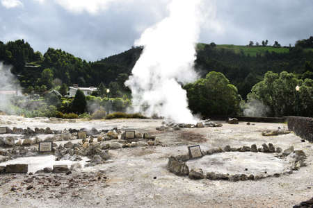 Furnas do Enxofre, geysers in Portugalのeditorial素材