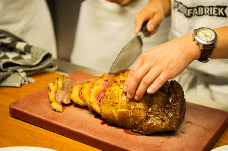 Roasted meat is ready to be servedのeditorial素材