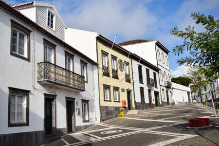 San Miguel/Portugal - 24/09/2019: Empty streets in Portugal due to coronavirus. Ezorean islands, colourful housesのeditorial素材