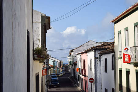 San Miguel/Portugal - 24/09/2019: Empty streets in Portugal due to coronavirus. Ezorean islands, colourful housesのeditorial素材