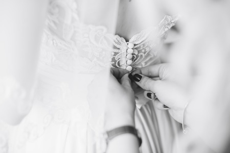 bride tied white dress 1の写真素材