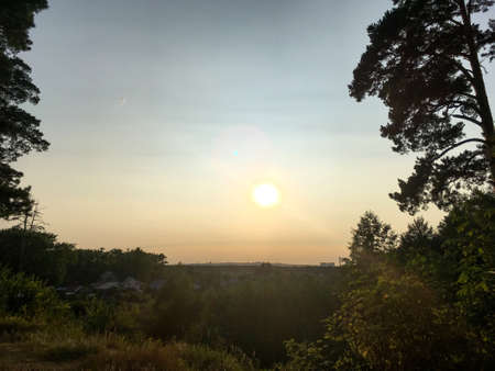 sunset over rustic houses in Russia 1の写真素材