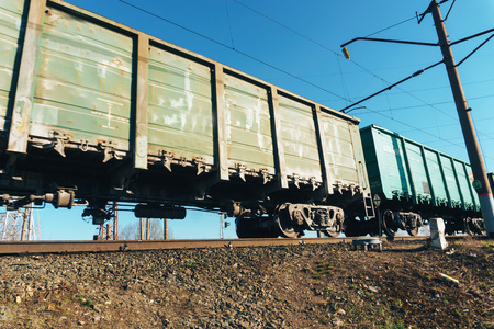 wheels of a running train close upの写真素材