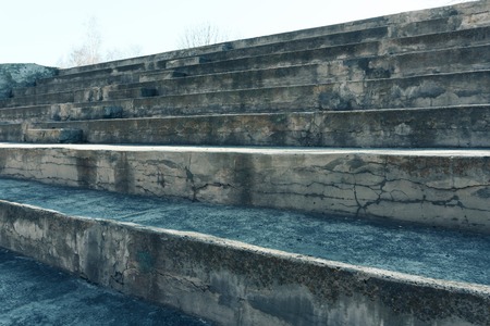 illuminated concrete staircase from above, abstract backgroundの写真素材