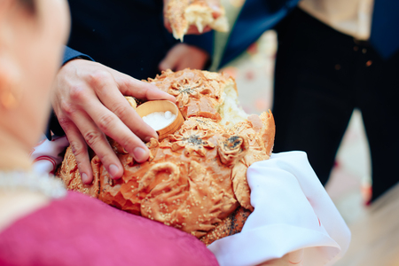 loaf, bread and salt Russian traditionsの写真素材