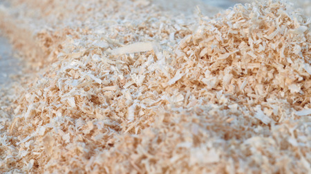 mountains of wood shavings close upの写真素材