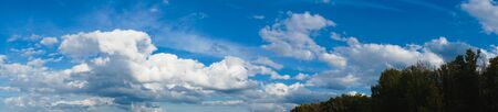 panorama of sunset blue sky with cirrus clouds