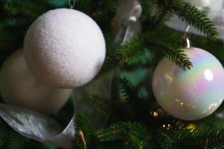 Christmas decor with toys decorated Christmas treeの写真素材