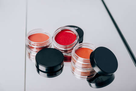 Eye shadow with makeup brushes close upの写真素材