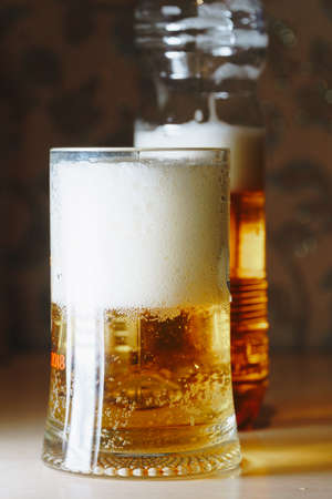 beer in the store is poured into a plastic bottle 1の写真素材