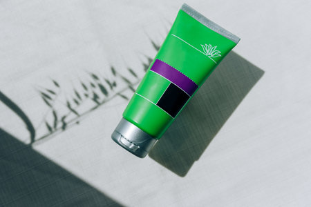 Color tubes with cosmetic cream, health careの写真素材