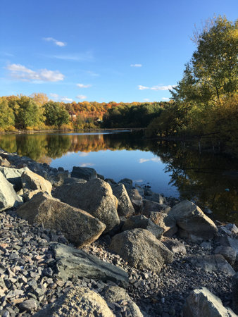 beautiful autumn landscape with the setting sun 1の写真素材
