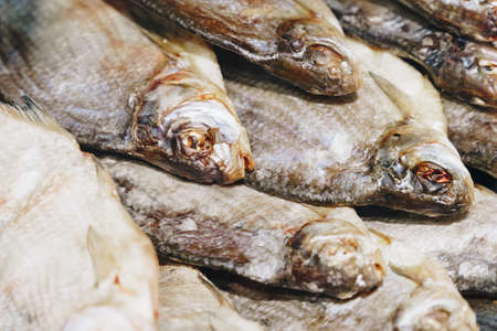 Dried fish in the store close-upの写真素材
