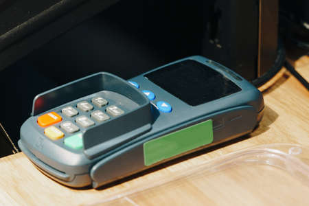 Credit card payment terminal close-upの写真素材
