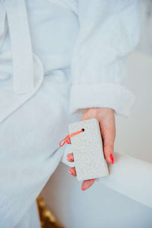 Pumice stone in the bathroomの写真素材