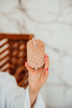Pumice stone in the bathroomの写真素材