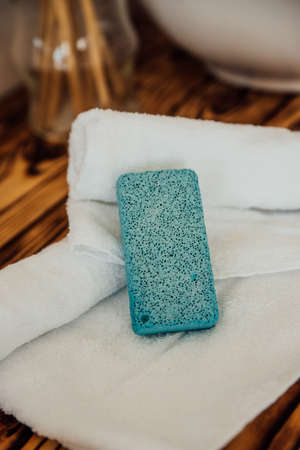 Pumice stone in the bathroomの写真素材