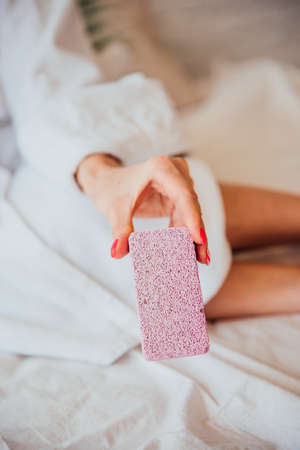 Pumice stone in the bathroomの写真素材
