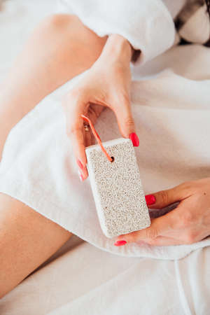 Pumice stone in the bathroomの写真素材