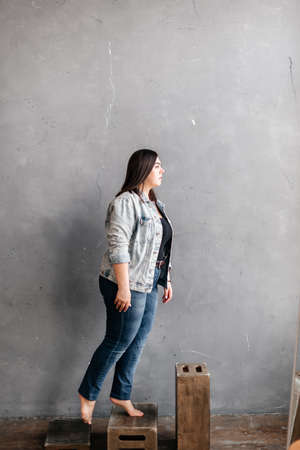 Studio photo of a beautiful adult girl