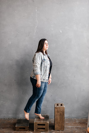 Studio photo of a beautiful adult girlの写真素材