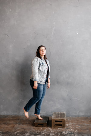 Studio photo of a beautiful adult girlの写真素材