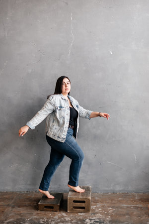 Studio photo of a beautiful adult girlの写真素材