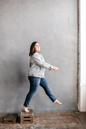 Studio photo of a beautiful adult girlの写真素材