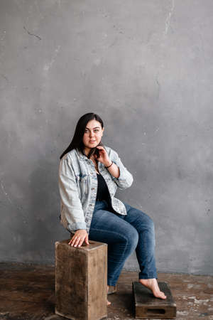 Studio photo of a beautiful adult girlの写真素材