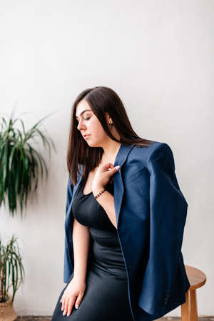 Studio photo of a beautiful adult girlの写真素材
